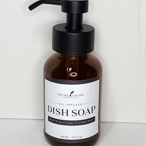 YOUNG LIVING SOAP Glass Dispenser 12 fl Oz Apothecary Brown NIB NEW FAST SHP